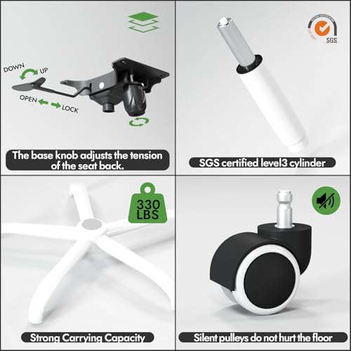 Ergonomic Office Chair   X Shaped Computer Desk Chair Comfy  Gaming Chair  Office Chair with Lumbar Support  Mesh Office Chairs with Headrests  Desk Chair for Long Hours  Black Silver 