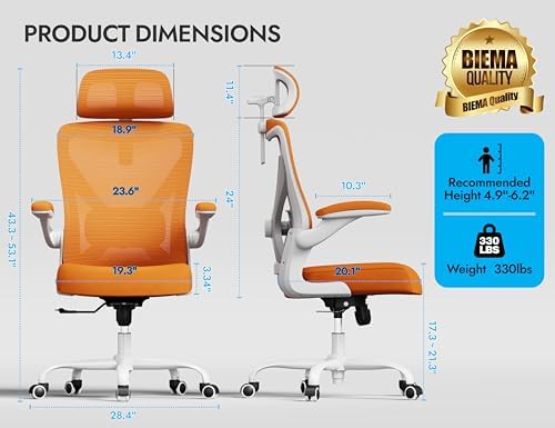 Ergonomic Office Chair   X Shaped Computer Desk Chair Comfy  Gaming Chair  Office Chair with Lumbar Support  Mesh Office Chairs with Headrests  Desk Chair for Long Hours  Black Silver 