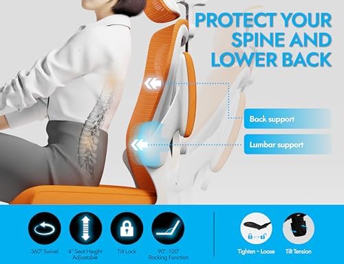 Ergonomic Office Chair   X Shaped Computer Desk Chair Comfy  Gaming Chair  Office Chair with Lumbar Support  Mesh Office Chairs with Headrests  Desk Chair for Long Hours  Black Silver 