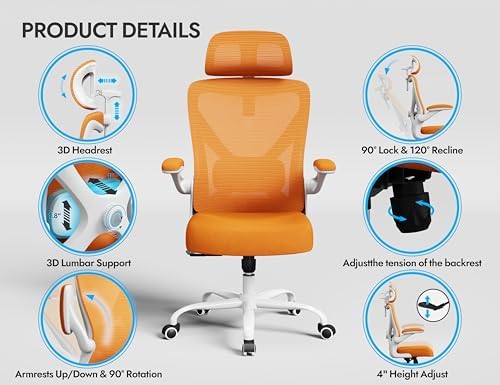Ergonomic Office Chair   X Shaped Computer Desk Chair Comfy  Gaming Chair  Office Chair with Lumbar Support  Mesh Office Chairs with Headrests  Desk Chair for Long Hours  Black Silver 