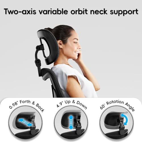 Ergonomic Office Chair Computer X Shaped Chair Mesh PU Leather with Adjustable Lumbar Support Executive Desk Chair High Back with Headrest Flip Up Arms for Long Hours  Black