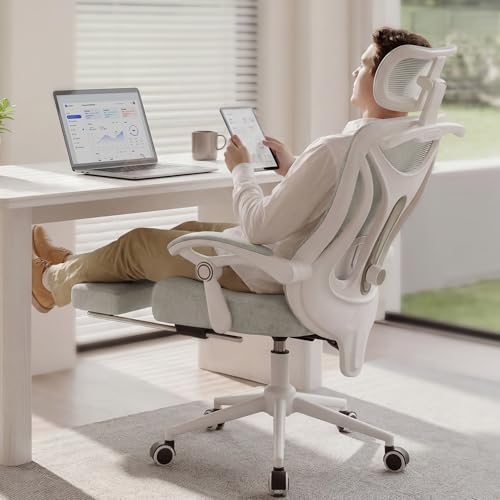 Ergonomic Office Chair with Footrest   Adjustable Lumbar Support & Headrest  90 160  Reclining Mesh Back Computer Chair   Home Office/Gaming  350lbs Capacity