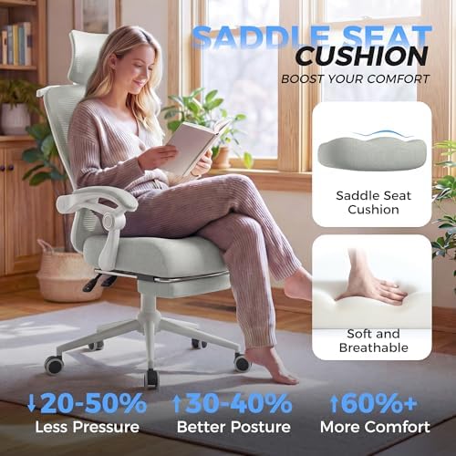 Ergonomic Office Chair with Footrest   Adjustable Lumbar Support & Headrest  90 160  Reclining Mesh Back Computer Chair   Home Office/Gaming  350lbs Capacity