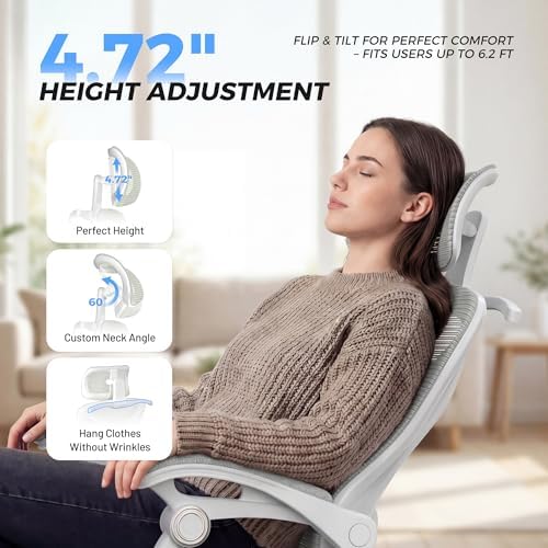Ergonomic Office Chair with Footrest   Adjustable Lumbar Support & Headrest  90 160  Reclining Mesh Back Computer Chair   Home Office/Gaming  350lbs Capacity
