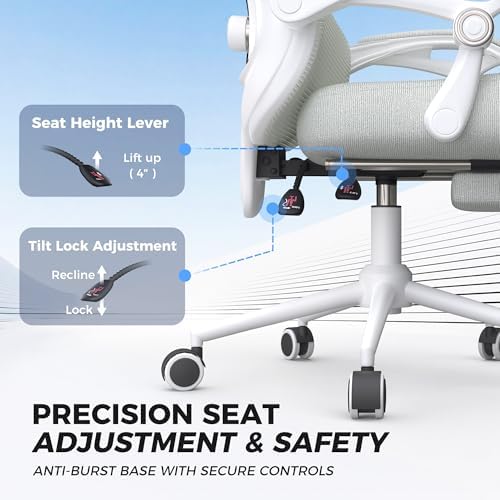 Ergonomic Office Chair with Footrest   Adjustable Lumbar Support & Headrest  90 160  Reclining Mesh Back Computer Chair   Home Office/Gaming  350lbs Capacity