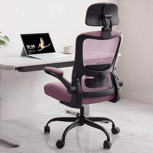Ergonomic Office Chair  High Back Mesh Desk Chair with Adjustable Lumbar Support & Headrest  Flip up Armrest  Computer Task Chairs for Home and Executive Office  W Grey 