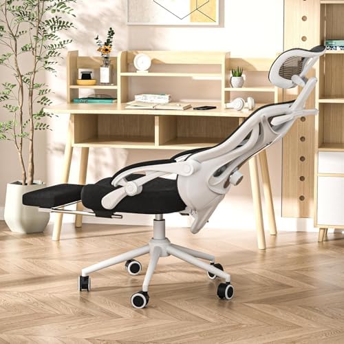 Ergonomic Office Chair with Footrest   Adjustable Lumbar Support & Headrest  90 160  Reclining Mesh Back Computer Chair   Home Office/Gaming  350lbs Capacity