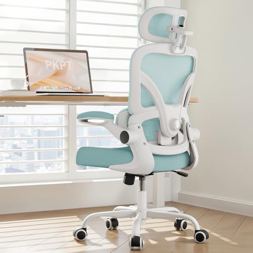 Ergonomic Office Chair  330LBS Desk Chair with 3 Level Lumbar Support & Headrest  Breathable Mesh Backrest  Flip Up Armrests for Home Office and Gaming  Black