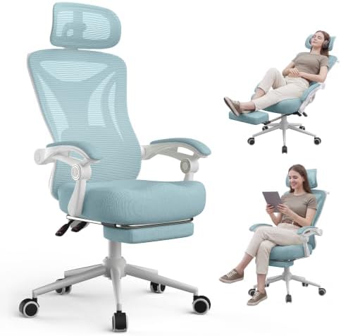 Ergonomic Office Chair   Adjustable Lumbar & Headrest  90 160  Reclining with Footrest  Breathable Mesh Back   Home Office/Gaming Computer Chair