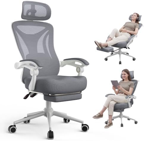 Ergonomic Office Chair   Adjustable Lumbar & Headrest  90 160  Reclining with Footrest  Breathable Mesh Back   Home Office/Gaming Computer Chair
