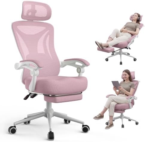 Ergonomic Office Chair   Adjustable Lumbar & Headrest  90 160  Reclining with Footrest  Breathable Mesh Back   Home Office/Gaming Computer Chair
