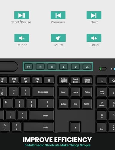 Ergonomic Wireless Keyboard and Mouse Combo LIZRROT 2 4GHz Silent Full Size Mouse and Keyboard Wrist Rest Phone Holder Compatible with Windows  PCs  Laptops