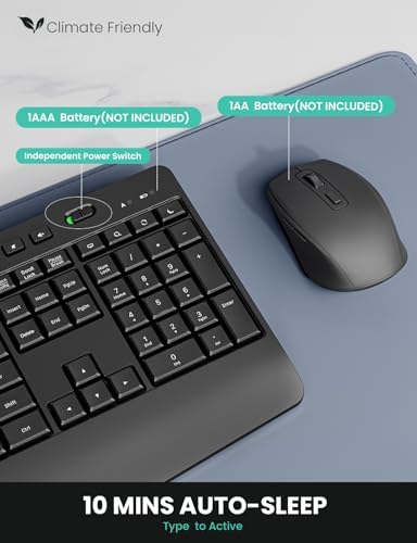 Ergonomic Wireless Keyboard and Mouse Combo LIZRROT 2 4GHz Silent Full Size Mouse and Keyboard Wrist Rest Phone Holder Compatible with Windows  PCs  Laptops