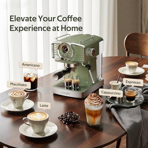 Espresso Machine 20 Bar Espresso Maker with Milk Frother Steam Wand  Professional Expresso Machine for Home Cappuccino & Latte Maker  Retro Coffee Maker with 61oz Water Tank  Matcha Green