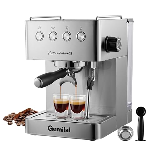 Espresso Machine  Espresso Maker with Milk Frother Steam Wand & 57OZ Water Tank for Latte Macchiato Cappuccino  Brushed Stainless Steel G3005E