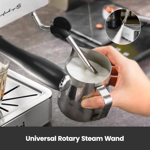 Espresso Machine  Espresso Maker with Milk Frother Steam Wand & 57OZ Water Tank for Latte Macchiato Cappuccino  Brushed Stainless Steel G3005E
