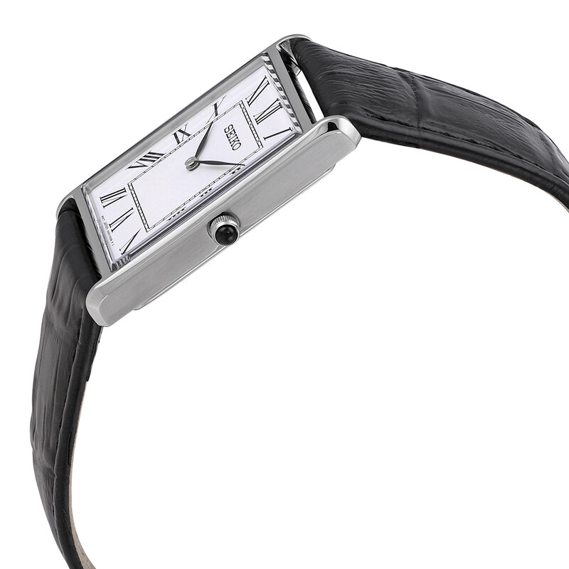 Essentials Quartz White Dial Black Leather Men s Watch