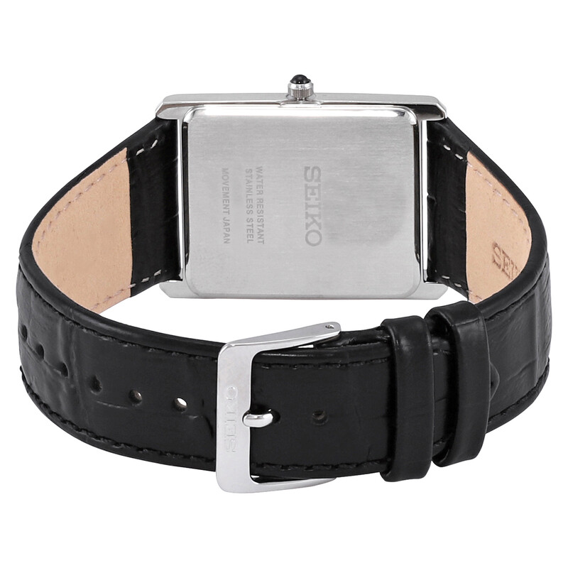 Essentials Quartz White Dial Black Leather Men s Watch