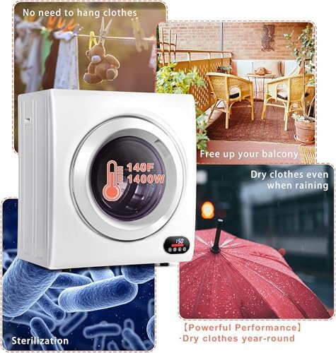 Euhomy Compact Clothes Dryer  120V  1500W Stainless Steel Dryer  3 5 cu ft  LCD Control Panel  Four Drying Modes  Space Flexible  Ideal For Homes  White