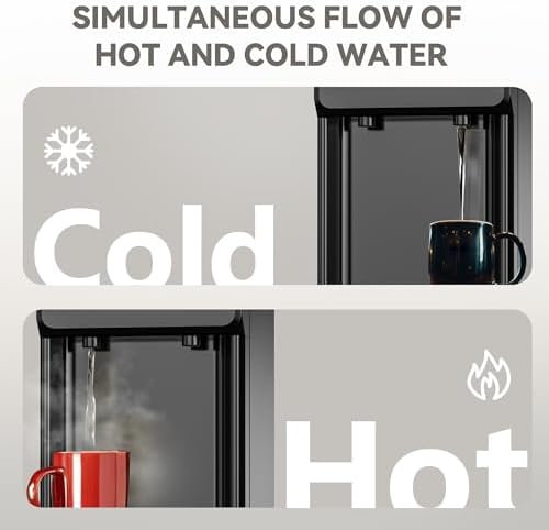 Euhomy Hot & Cold Water Dispenser  Top Loading Water Dispenser for 3 or 5 Gallon Bottles  Top Loading Hot & Cold Water Dispensor with Child Safety Lock  for Office  Home