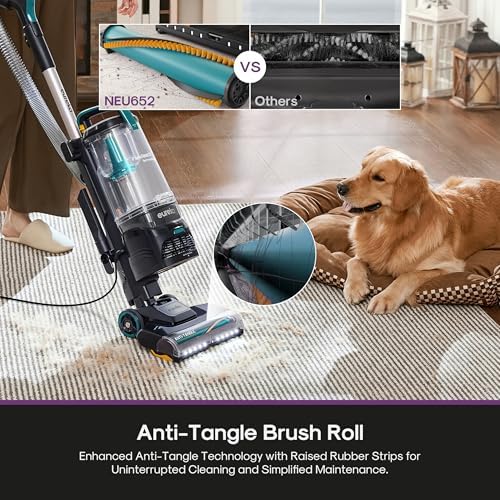 Eureka FlexReach Plus - Aspiradora vertical sin bolsa para el hogar, aspiradora de mascotas para alfombras y suelos duros, aspiradora elevadora con sensor de tipo piso, filtro HEPA, antienredos