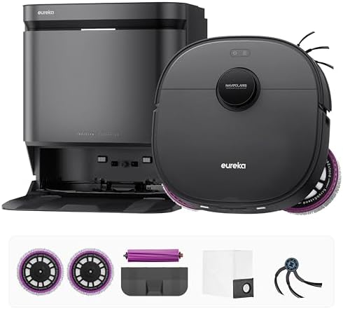 Eureka J15 Evo Ultra Self Emptying Robot Vacuum Combo  22 000 Pa Suction Auto Mop Lifting 131 F Hot Air Dry Scrub Extend Robotic Vacuum Cleaner