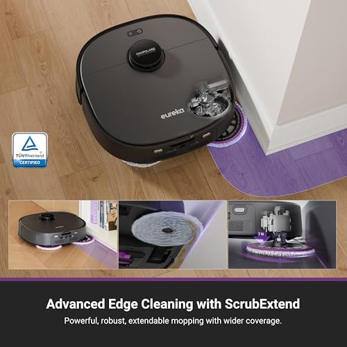Eureka J15 Ultra Self Emptying Robot Vacuum  19 000 Pa Suction  Flex Arm Mop Design  167 Hot Water Mop Washing & 131 F Hot Air Drying  AI Obstacle Avoidance  Black
