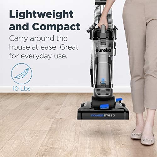 Eureka PowerSpeed Lightweight Upright Vacuum Cleaner for Carpet and Hard Floor  Powerful Bagless Upright Vacuum Cleaner for Home Pets  NEU181A  Blue
