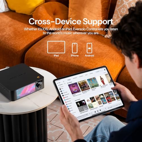Eversolo Play   Music Streamer with DAC & Amplifier 60W 2ch 8   / 110W 2ch 4     5 5 LCD Touchscreen  Support Room Correction & Multi Room System  Stream Qobuz  Tidal&More   Black  Standard Edition 