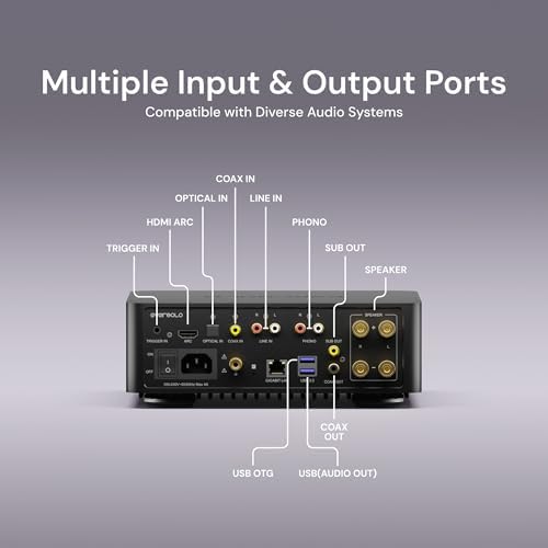 Eversolo Play   Music Streamer with DAC & Amplifier 60W 2ch 8   / 110W 2ch 4     5 5 LCD Touchscreen  Support Room Correction & Multi Room System  Stream Qobuz  Tidal&More   Black  Standard Edition 