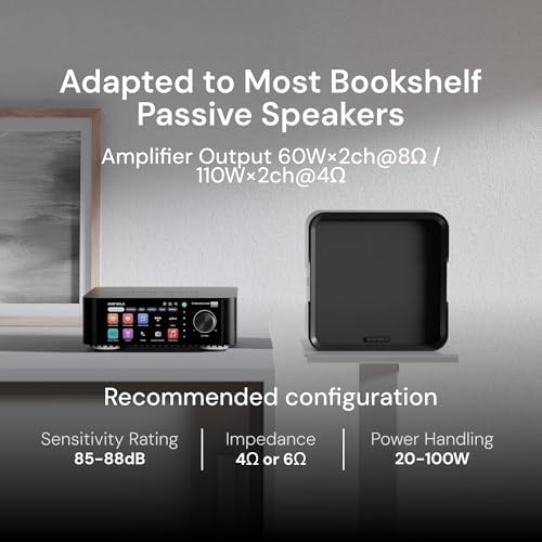 Eversolo Play   Music Streamer with DAC & Amplifier 60W 2ch 8   / 110W 2ch 4     5 5 LCD Touchscreen  Support Room Correction & Multi Room System  Stream Qobuz  Tidal&More   Black  Standard Edition 