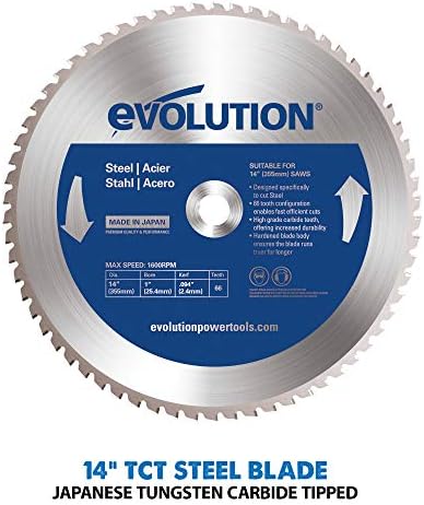 Evolution S14CPS 14 Heavy Duty Metal Cutting Chop Saw   3 500  Cuts with EVOMAX14ST Blade   14 Blade Compatible   Industrial Power Saw  Soft Start Motor  E Brake  Precision Shadow Line Guide