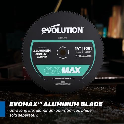 Evolution S14CPS 14 Heavy Duty Metal Cutting Chop Saw   3 500  Cuts with EVOMAX14ST Blade   14 Blade Compatible   Industrial Power Saw  Soft Start Motor  E Brake  Precision Shadow Line Guide