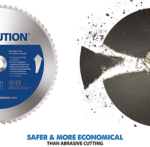 Evolution S14CPS 14 Heavy Duty Metal Cutting Chop Saw   3 500  Cuts with EVOMAX14ST Blade   14 Blade Compatible   Industrial Power Saw  Soft Start Motor  E Brake  Precision Shadow Line Guide