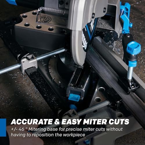 Evolution S14MCS 14 Mitering Chop Saw   Cold Cut Steel Cutting Saw   EVOMAX Intelligent Motor & Blade   3500  Cuts   Burr Free Cuts   Shadow Guide    / 46  Miter   Soft Start   Reinforced Base