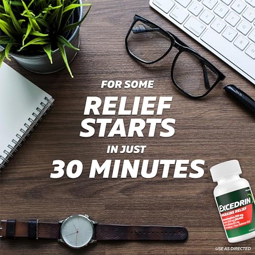 Excedrin Migraine Relief Caplets for Migraine Symptoms  Acetaminophen 250mg  Aspirin 250mg  Caffeine 65mg  Pain Reliever  200 count