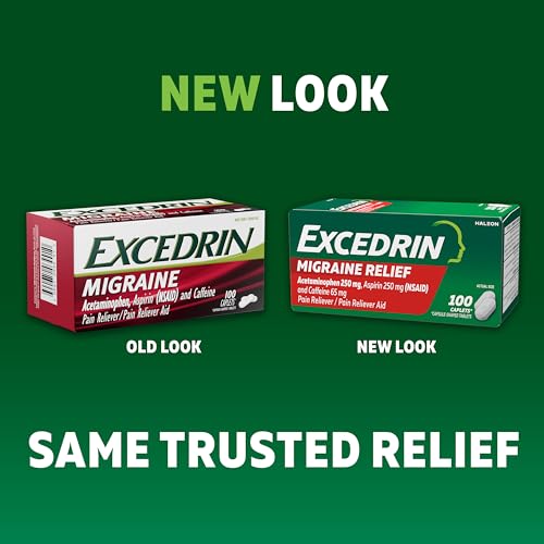 Excedrin Migraine Relief Caplets for Migraine Symptoms  Acetaminophen 250mg  Aspirin 250mg  Caffeine 65mg  Pain Reliever  200 count
