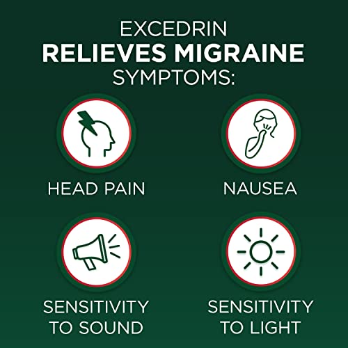 Excedrin Migraine Relief Caplets for Migraine Symptoms  Acetaminophen 250mg  Aspirin 250mg  Caffeine 65mg  Pain Reliever  200 count