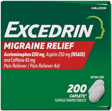 Excedrin Migraine Relief Caplets to Alleviate Migraine Symptoms   200 Count