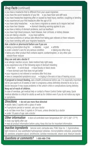 Excedrin Migraine Relief Caplets to Alleviate Migraine Symptoms   200 Count
