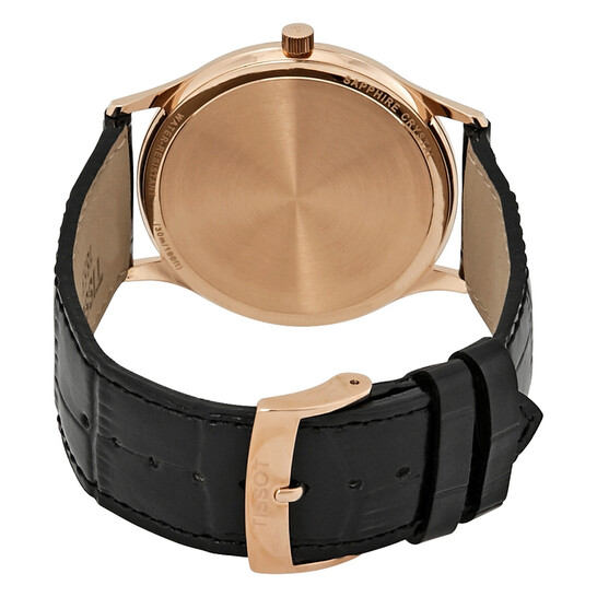Excellence Men s 18kt Rose Gold Black Leather Watch