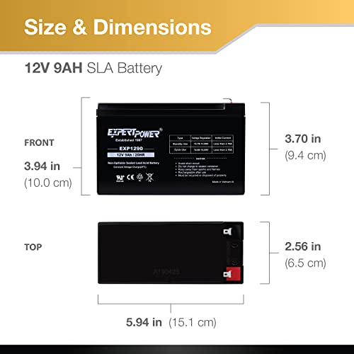 ExpertPower EXP1290 12 Volt 9 Amp Rechargeable Battery