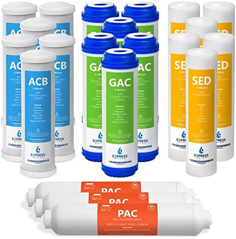 Express Water 3 Year Reverse Osmosis System Replacement Filter Set 21 Filters  Carbon GAC  ACB  PAC  Sediment SED 10 inch Size