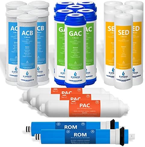 Express Water 3 Year Reverse Osmosis System Replacement Filter Set 21 Filters  Carbon GAC  ACB  PAC  Sediment SED 10 inch Size