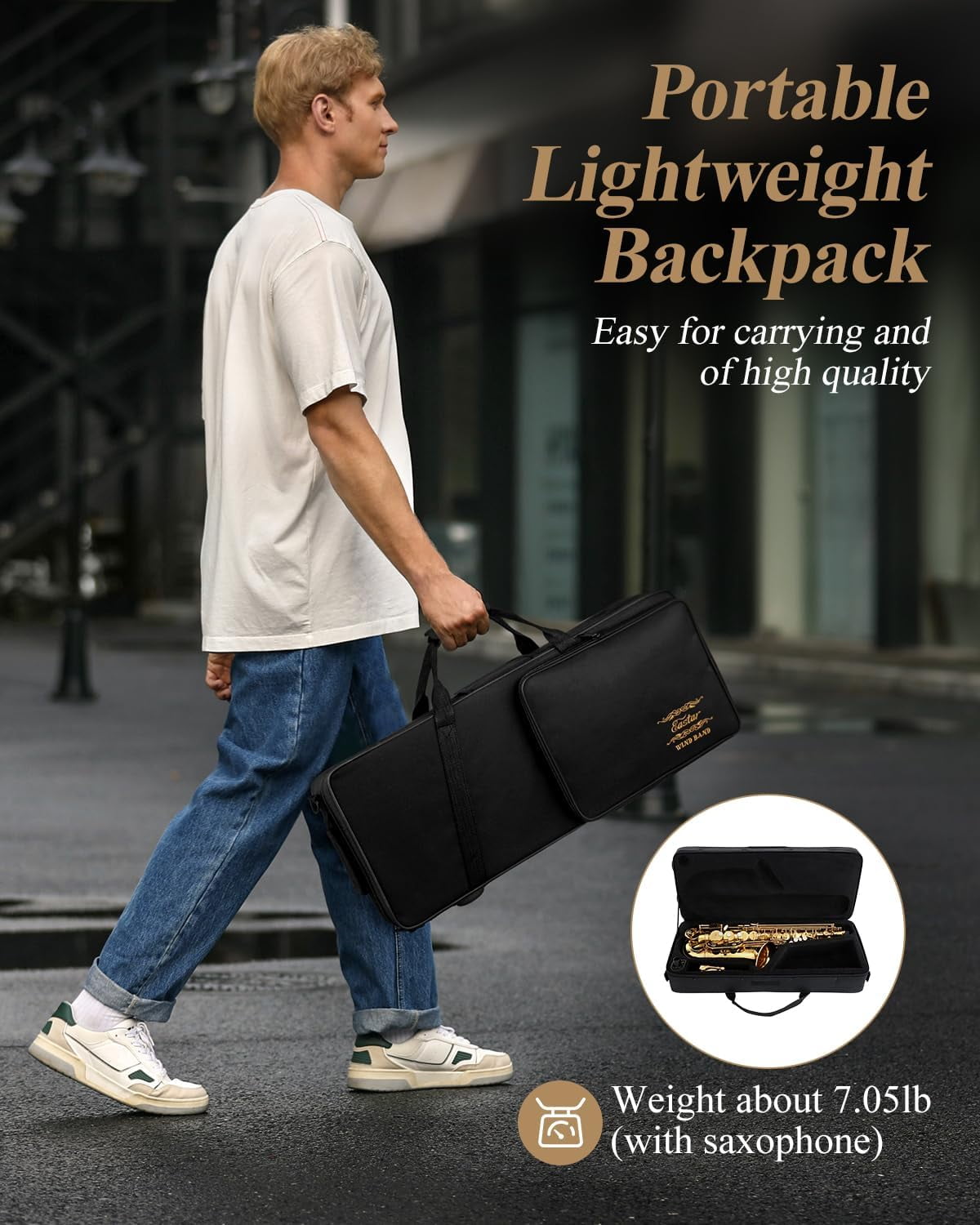 Extra Saving  50 Eastar Alto Saxophone with Stand E Flat Gold Lacquer Student Beginner Sax Full Kit School Band Orchestra Instruments AS II