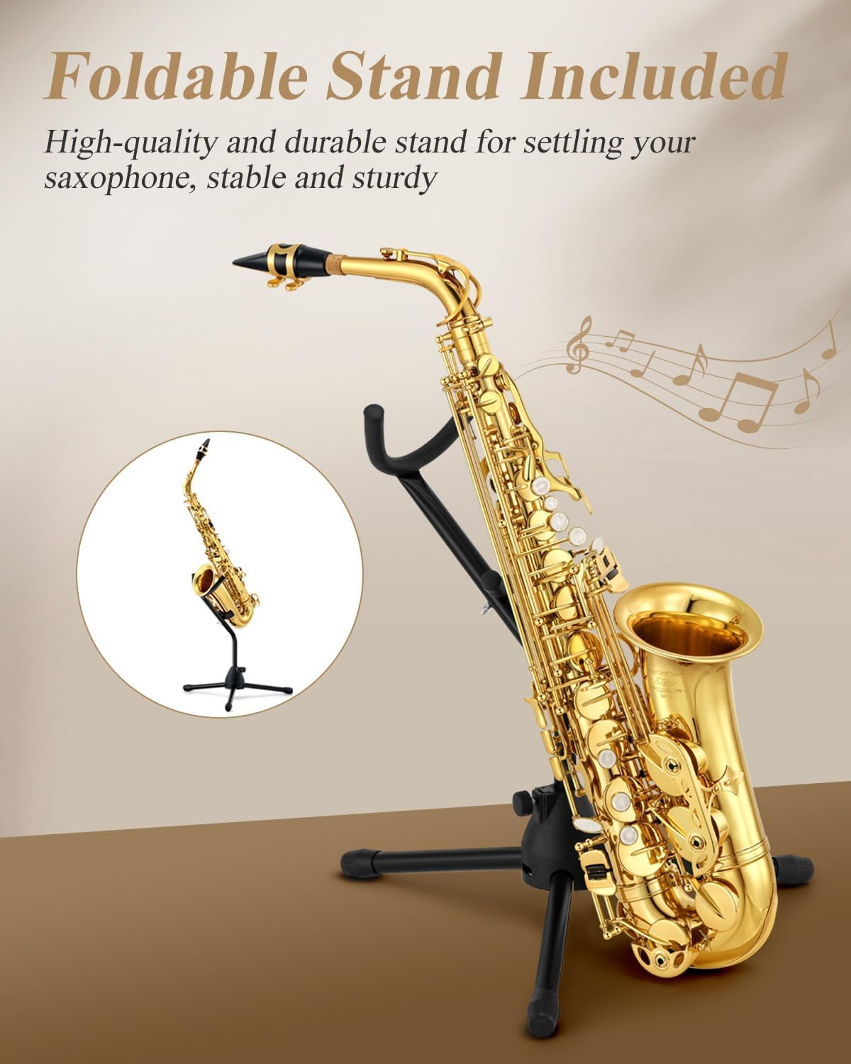 Extra Saving  50 Eastar Alto Saxophone with Stand E Flat Gold Lacquer Student Beginner Sax Full Kit School Band Orchestra Instruments AS II