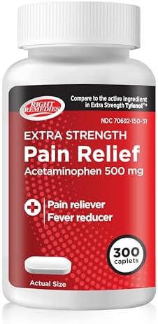 Extra Strength Pain Relief  Acetaminophen 500 mg Caplets  Pain Reliever & Fever Reducer  Value Pack  300 Count   Compare to the Active Ingredient in Extra Strength Tylenol