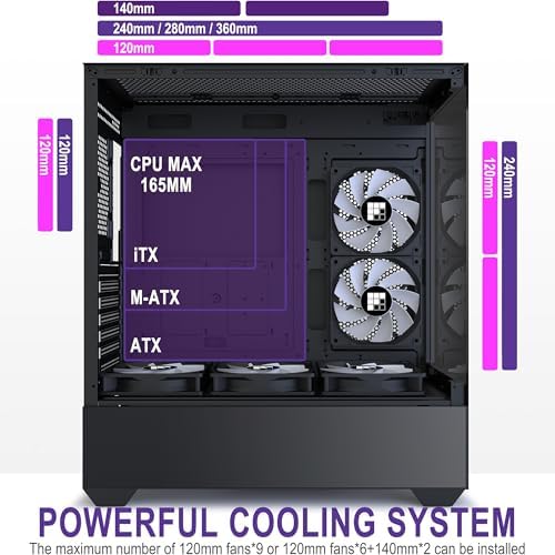 F1 PC Case   Pre Installed 6 PWM ARGB Fan  ATX Mid Tower Gaming PC Case  Type C 360mm Radiator Support  FOIFKIN  Black  F1 