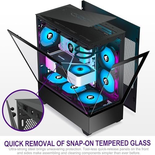 F1 PC Case   Pre Installed 6 PWM ARGB Fan  ATX Mid Tower Gaming PC Case  Type C 360mm Radiator Support  FOIFKIN  Black  F1 