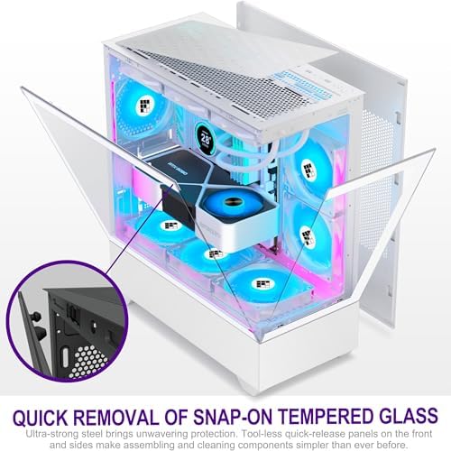 F1 PC Case   Pre Installed 6 PWM ARGB Fan  ATX Mid Tower Gaming PC Case  Type C 360mm Radiator Support  FOIFKIN  White  F1 